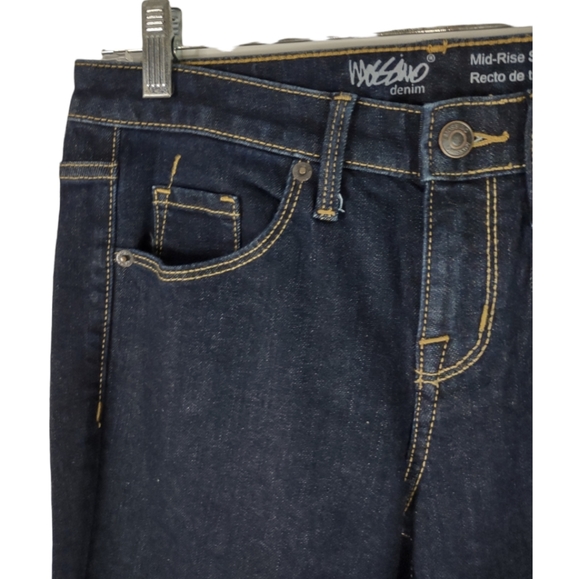Mossimo Size 28 2R Denim Mid Rise Straight Dark Blue Capri Super Stretch Silver - Picture 11 of 13